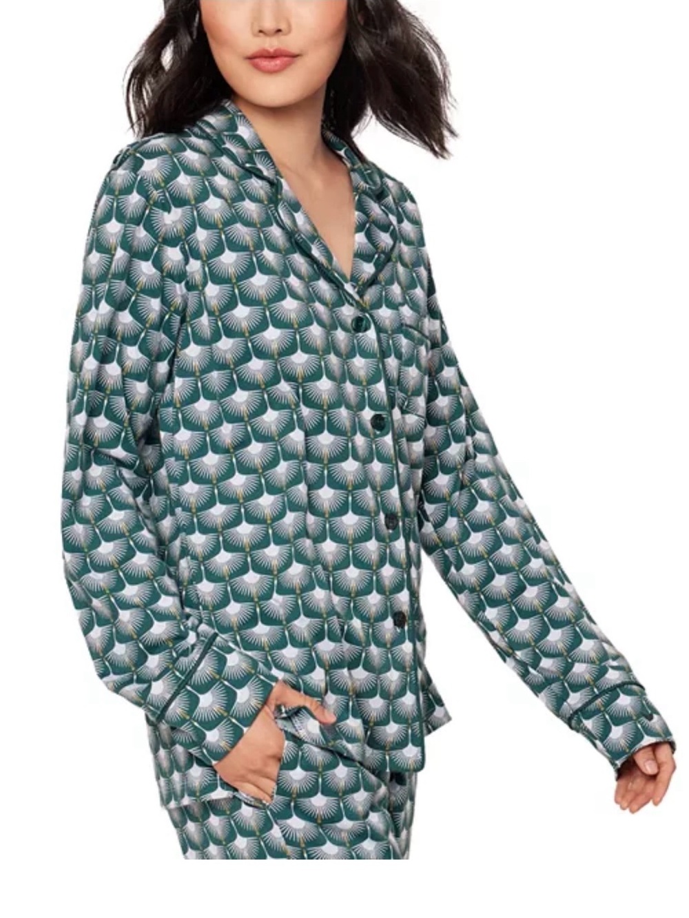 Petite Plume Sonnet of Swans Pajama Set - Green - Size M